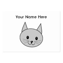 Grey Cat Cartoon. Business Card Template