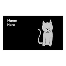 Grey Cat Cartoon. Business Cards