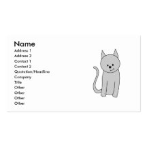 Grey Cat Cartoon. Business Cards