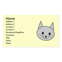 Grey Cat Cartoon. Business Cards