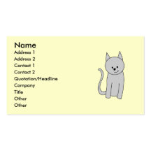 Grey Cat Cartoon. Business Cards