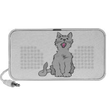 Grey cat cartoon iPod speakers