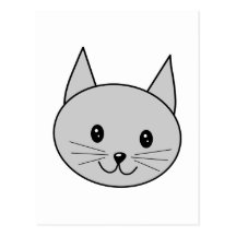 Grey Cat Cartoon. Post Card