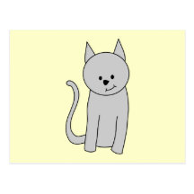 Grey Cat Cartoon. Postcards