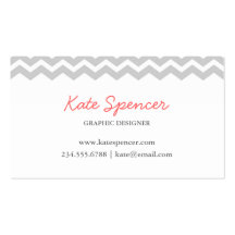 Grey Chevron and Polka Dot Business Card Templates