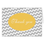 Grey Chevron and Yellow Modern Thank You Cards