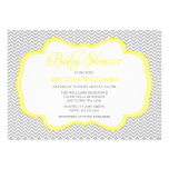 Grey Chevron Yellow Frame Baby Shower Invitations