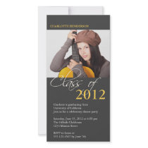 Grey class of graduation photo announcement card photo cards