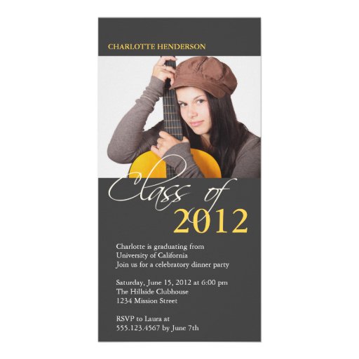 Grey class of graduation photo announcement card customized photo card