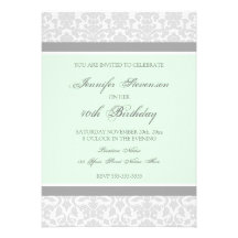 Grey Damask 40th Birthday Party Invitations