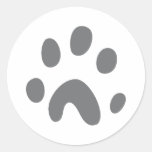 grey dog paw round sticker