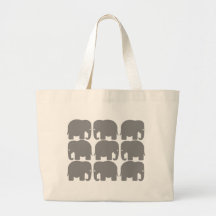 Grey Elephants Silhouette Canvas Bags