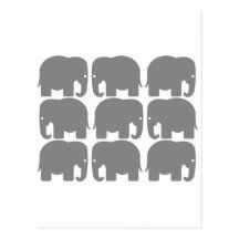 Grey Elephants Silhouette Postcard
