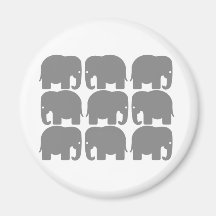 Grey Elephants Silhouette Refrigerator Magnets