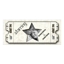 Grey Floral Modern Typography Ticket Wedding Custom Invitation