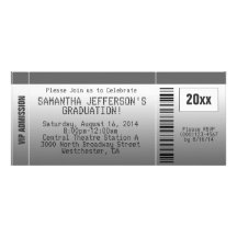 Grey Graduation Party Ticket Invitation