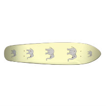 Grey Laughing Elephant. Cartoon. Skate Deck