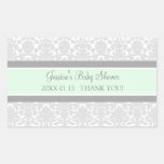Grey Mint Damask Baby Shower Favour Stickers