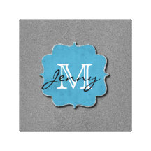 Grey Monogrammed Stretched Canvas Prints