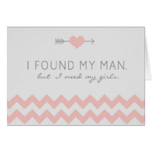 Grey & Pink Chevron Maid of Honour Request Card