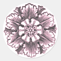 Grey & Pink Vintage Flourish Envelope Seals Sticker