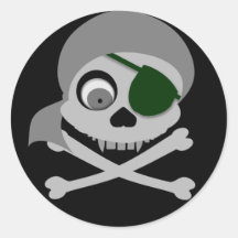 Grey Pirate Skull Stickers
