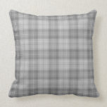 Grey Plaid and Leather Look Pillow