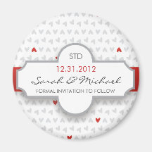 grey & red cute little hearts STD Fridge Magnets