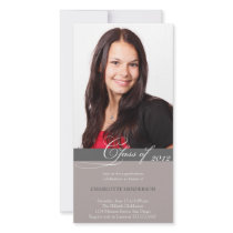 Grey script class of graduation announcement photo cards