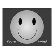 Grey Smiley Custom Invites