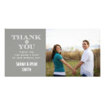 Grey Snowflake Wedding Photo Thank You Cards Custom Photo Card