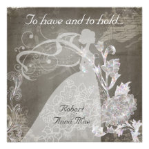 Grey Song To Have and Hold Wedding Invitation