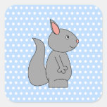 Grey Squirrel on Blue Polka Dot Pattern Sticker