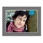 Grey Stripes Banner Striped Christmas Cards Photo Post Cards