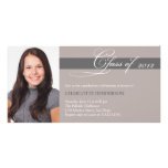 Grey taupe script class of graduation announcement custom photo card