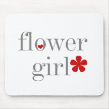 Grey Text Flower Girl Mouse Pads