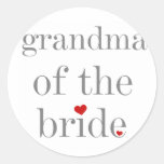 Grey Text Grandma of Bride Round Stickers