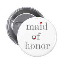 Grey Text Maid of Honour Buttons