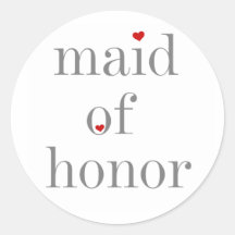 Grey Text Maid of Honour Round Sticker