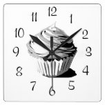 Grey vector cupcake wall clock