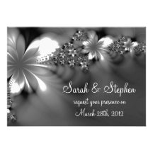 Grey white flower wedding invitation