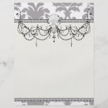 grey white silver baroque damask personalized flyer