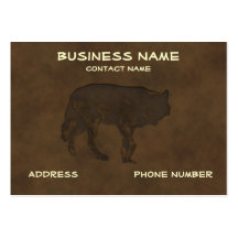 Grey Wolf Wildlife Carved Leather-look Biz Cards Business Card