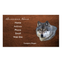 Grey Wolf Wildlife Leather-effect Business Card