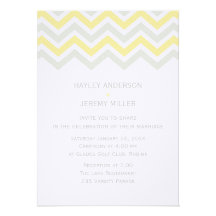 Grey & Yellow Chevron Wedding Invitation