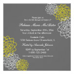 Grey/Yellow Sketched flowers Custom Invites
