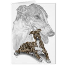 Greyhound Dog Portrait Art Greeting Cards