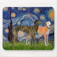 Greyhound Pair - Starry Night Mouse Pads