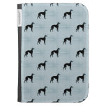 Greyhound Silhouettes Blue Tile Pattern Kindle Cases