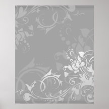 greyscale swirly modern floral design poster